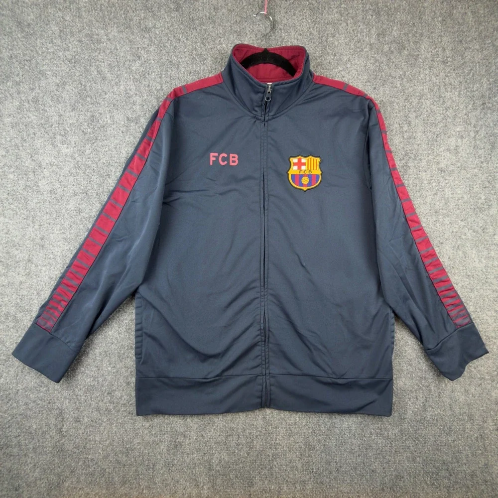 FC Barcelona Track Jacket Mens Large Navy Blue Full Zip Barca Soccer SC3-1006B20
